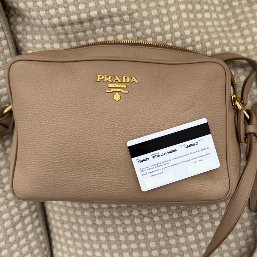 Prada Beige Vitello Phenix Leather Double Zip Crossbody Bag - Picture 8 of 10